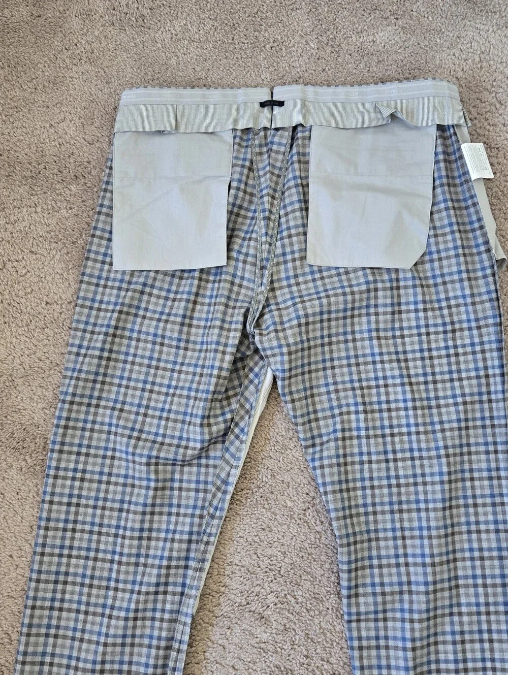 Zanella Platinum Plaid Parker 100% Wool Dress Pants Mens Size 38 Made‎ in Italy